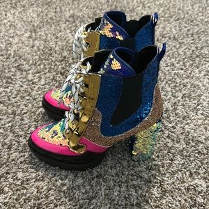 Multicolored sequin/glitter boots (no box)